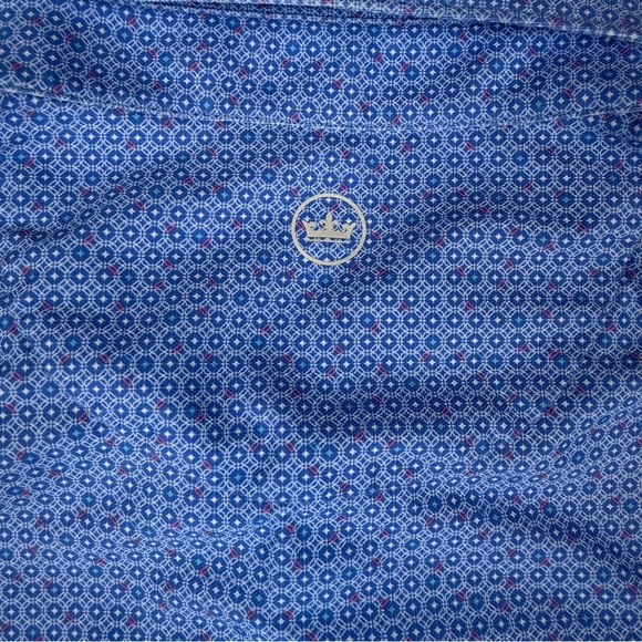 Peter Millar Summer Comfort Blue Geometric Pattern Golf Polo Shirt Mens XL - Picture 8 of 8